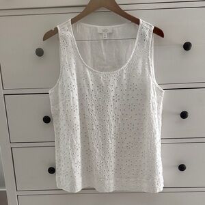 White Eyelet Sleeveless Top Charter Club Luxury Size L